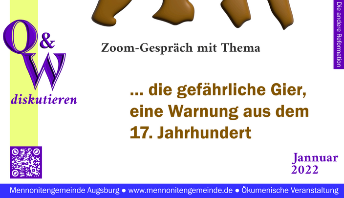 Die gefährliche Gier, eine Warnung aus dem 17. Jahrhundert, Onlinediskussion, Podiumsgespräch. ökumenisch Ökumene