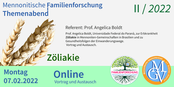 Mennonitischen Geschichtsverein, Familienforschung, Angelica Boldt, Erbkrankheit Zöliakie in Mennoniten-Gemeinschaften