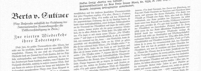 Stefan Zweig über Bertha von Suttner