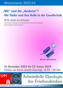 Lehrveranstaltung zur Geschichte der Täufer, Uni Hamburg, ATF, online. Lehrveranstaltung zur Geschichte der Täufer, Uni Hamburg, ATF, online.