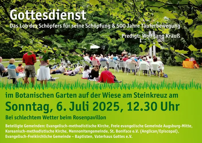 Ökumenischer Gottesdienst im Botanischen Garten Augsburg.