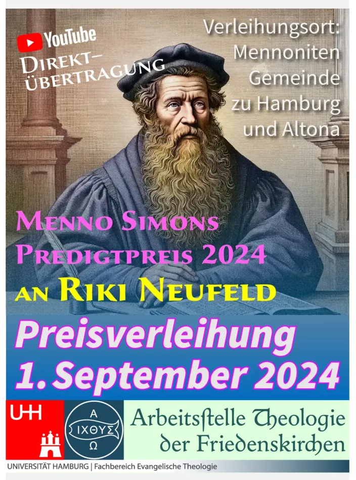 Menno-Simons-Predigtpreis 2024, Preisverleihung durch Arbeitsstelle Theologie der Friedenskirchen ATF