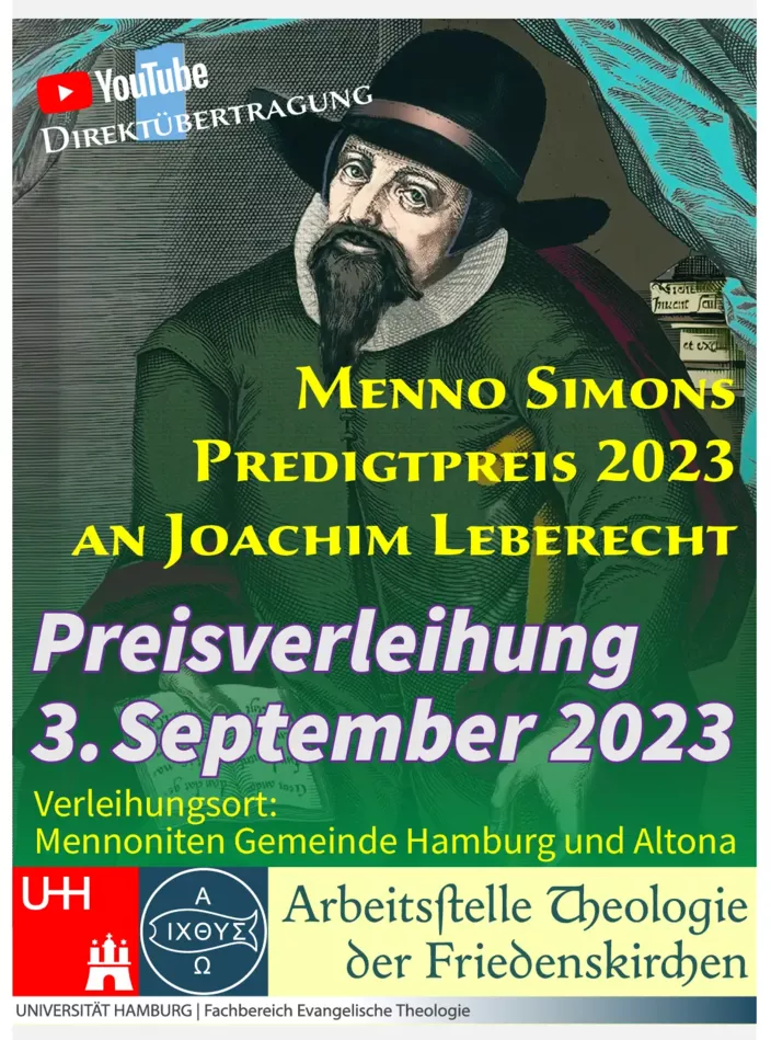 Menno-Simons-Predigtpreis 2023, Preisverleihung durch Arbeitsstelle Theologie der Friedenskirchen ATF