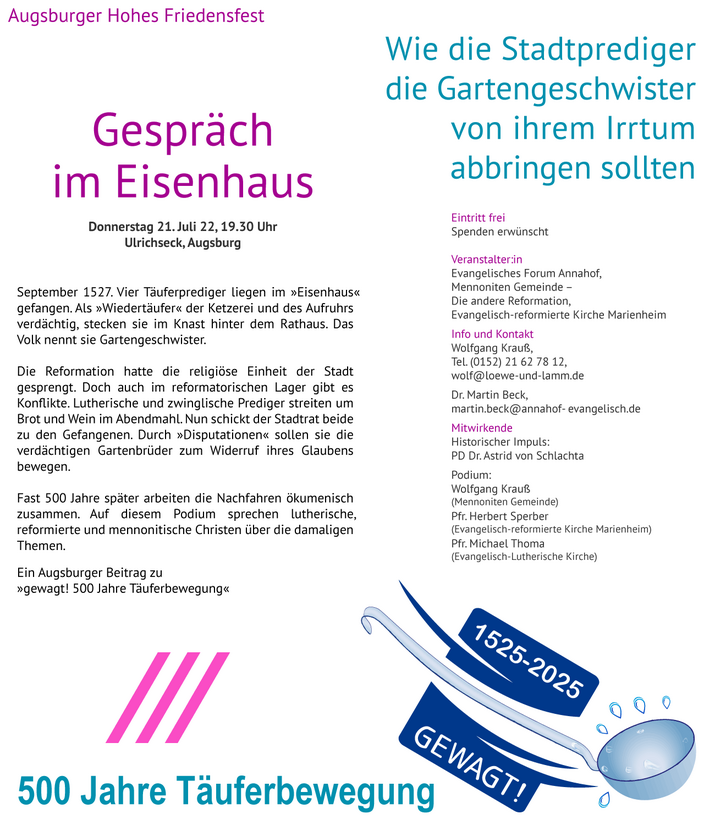 Friedensfest Augsburg, Gespräch im Eisenhaus.