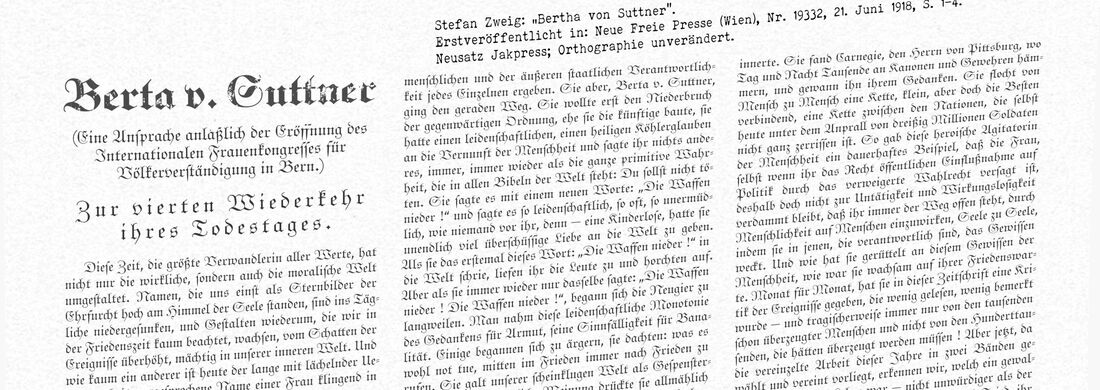 Bertha von Suttner. Steffan Zweig,