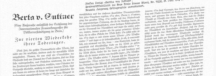 Stefan Zweig über Bertha von Suttner
