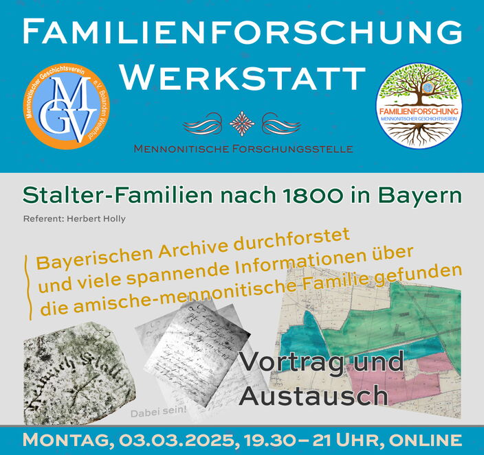 Amische in Bayern, Stalter-Familien nach 1800 in Bayern, Mennoniten Familienforschung.