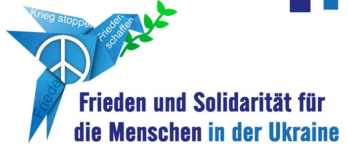 Stopp den Krieg, Großdemo Kundgebung, Frieden und Solidarität, Ukraine.