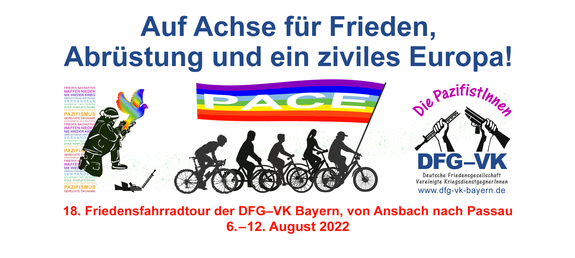 DFG-VK, Deutsche Friedensgesellschaft Vereinigte KriegsdienstgegnerInnen, Friedensfahrradtour, Bayern.