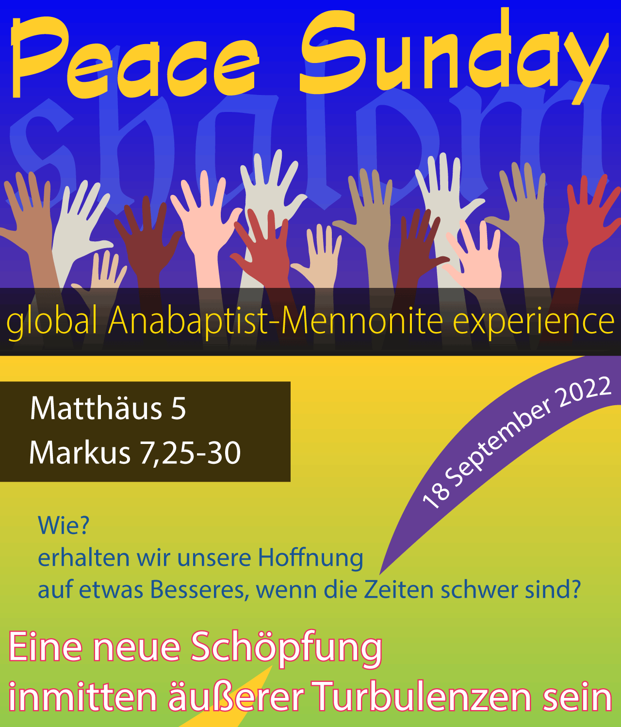 Peace Sunday 2022, Friedenssonntag 2022, Mennonite World Conference.