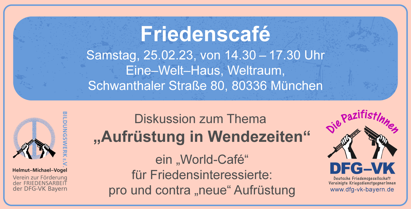DFG-VK „World-Café“ zu Friedensfragen, Friedenscafé,