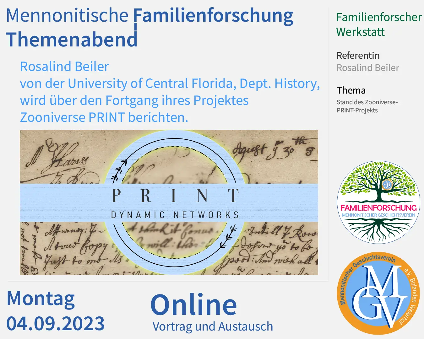 Zooniverse-Projekt PRINT Mennonitische Familienforschung
