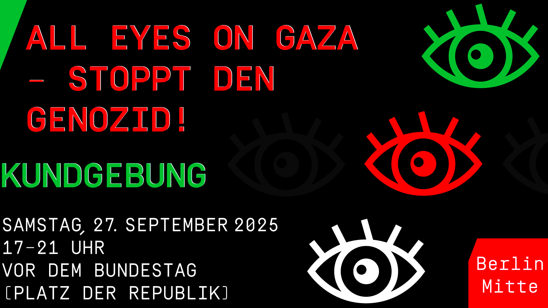 All Eyes on Gaza, stoppt den Genozid. All Eyes on Gaza, stoppt den Genozid.